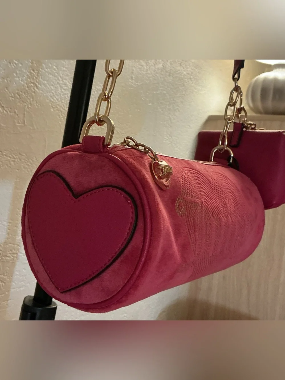 Juicy Couture Queen Shoulder Bag w/Accessory Pouch - Raspberry Tart
